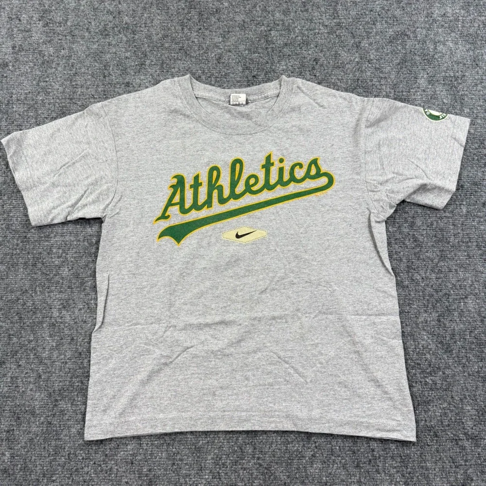 Nike T-Shirt Large Gray Oakland Athletics‎ MLB Graphic Short Sleeve Kids